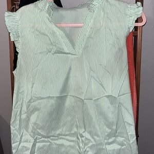 Green Striped Women's Top